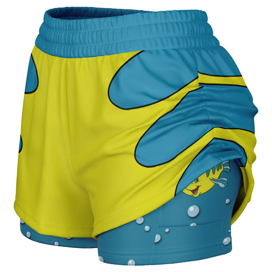 Tropical Fish Friend Double Layer Shorts with Pockets