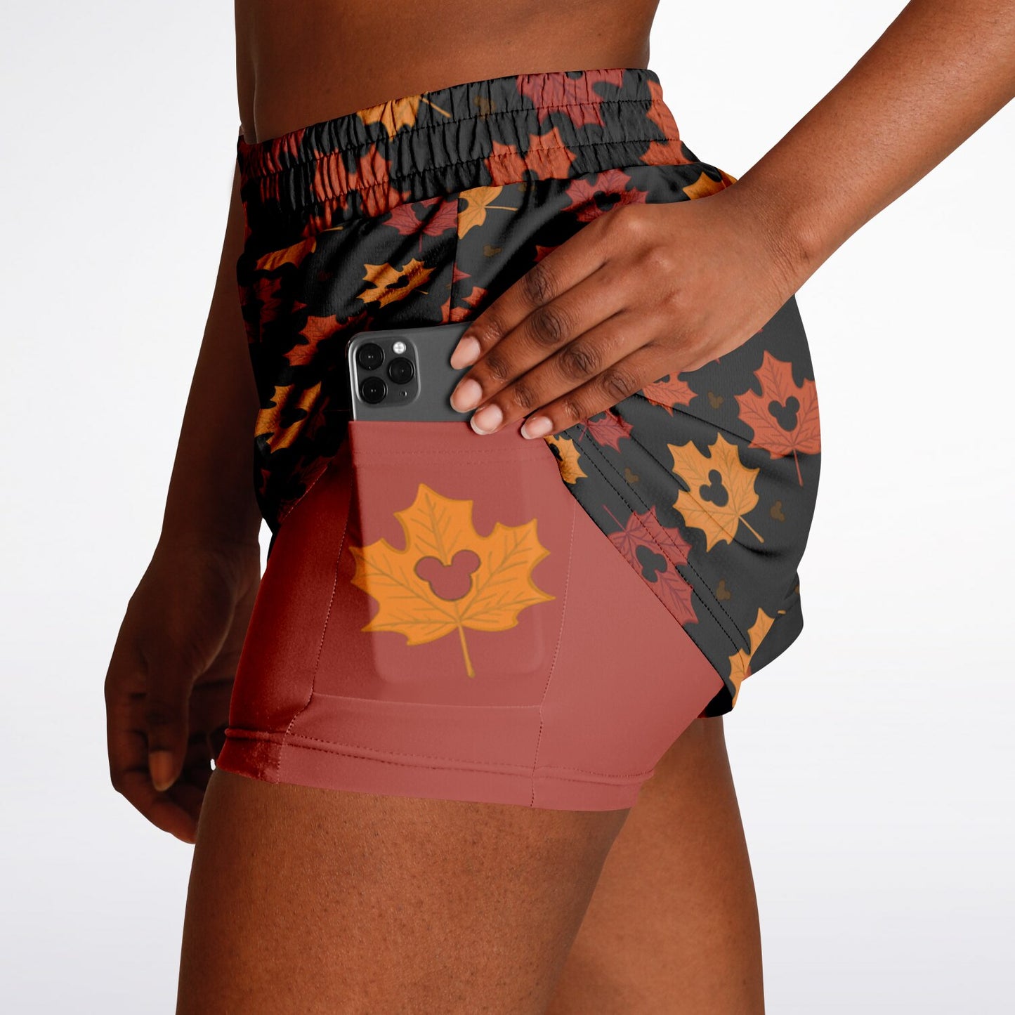 Leaf Collection Double Layer Pocket Shorts - Dark