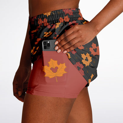 Leaf Collection Double Layer Pocket Shorts - Dark