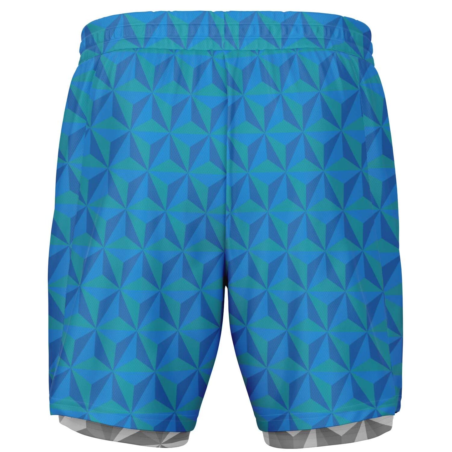 Blue & Grey Spaceship Men's Double Layer Pocket Shorts