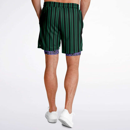 Haunted Green Wallpaper Men's Double Layer Shorts