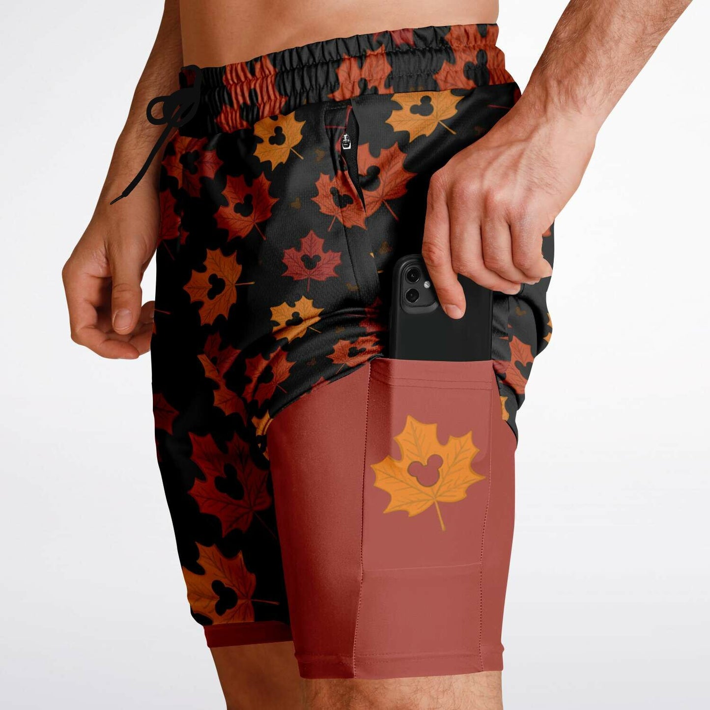 Leaf Collection Men's Double Layer Pocket Shorts - Dark