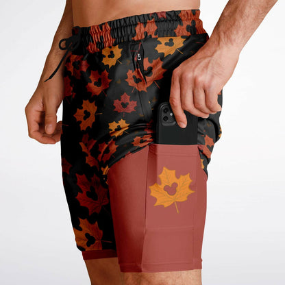 Leaf Collection Men's Double Layer Pocket Shorts - Dark
