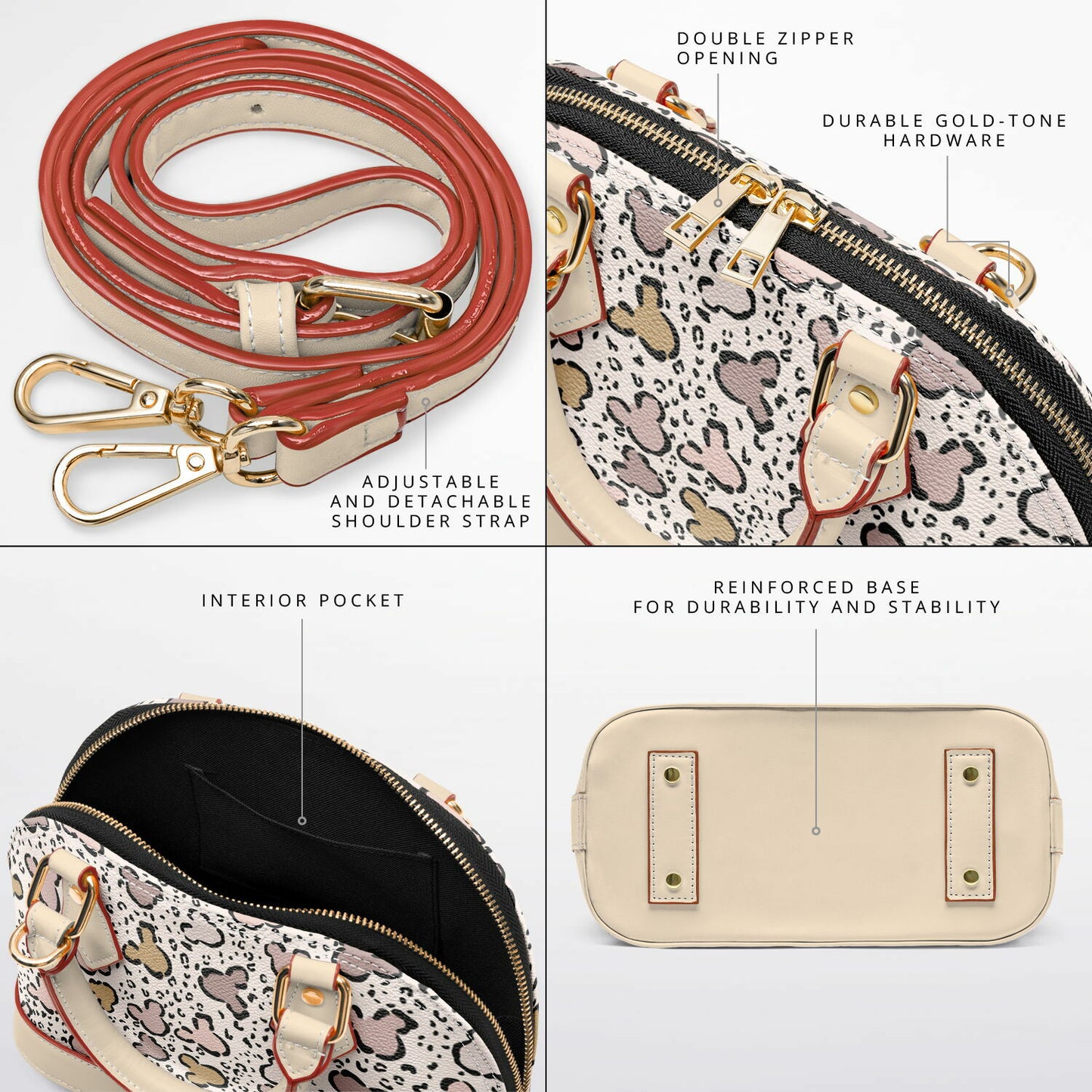 Leopard Dome Satchel Handbag