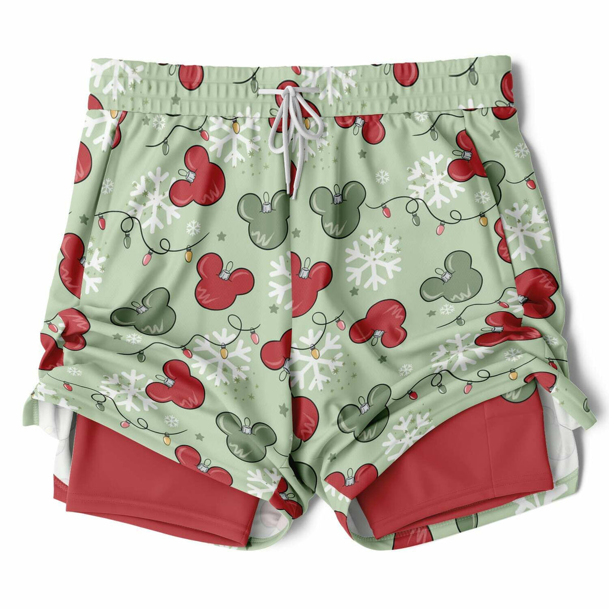 Christmas Lights Men's Double Layer Pocket Shorts