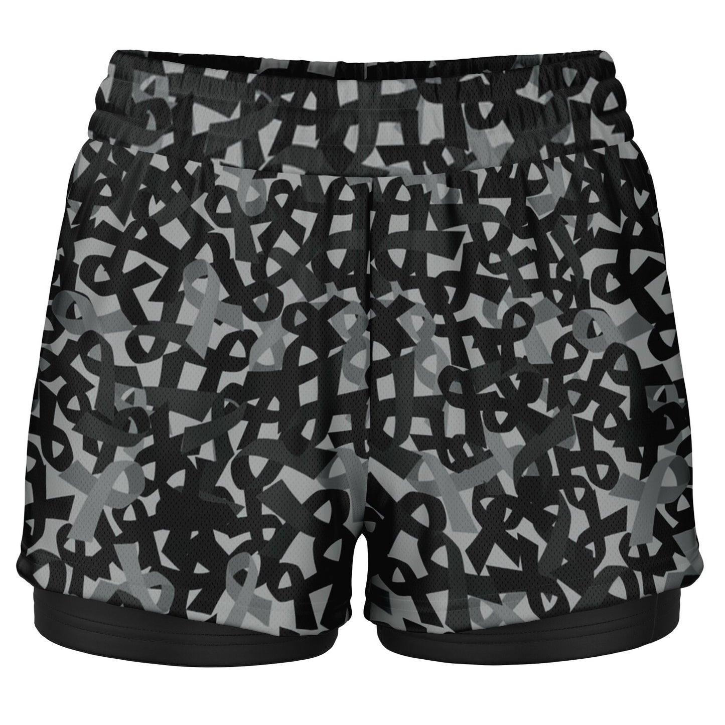 Black Ribbon Double Layer Pocket Shorts