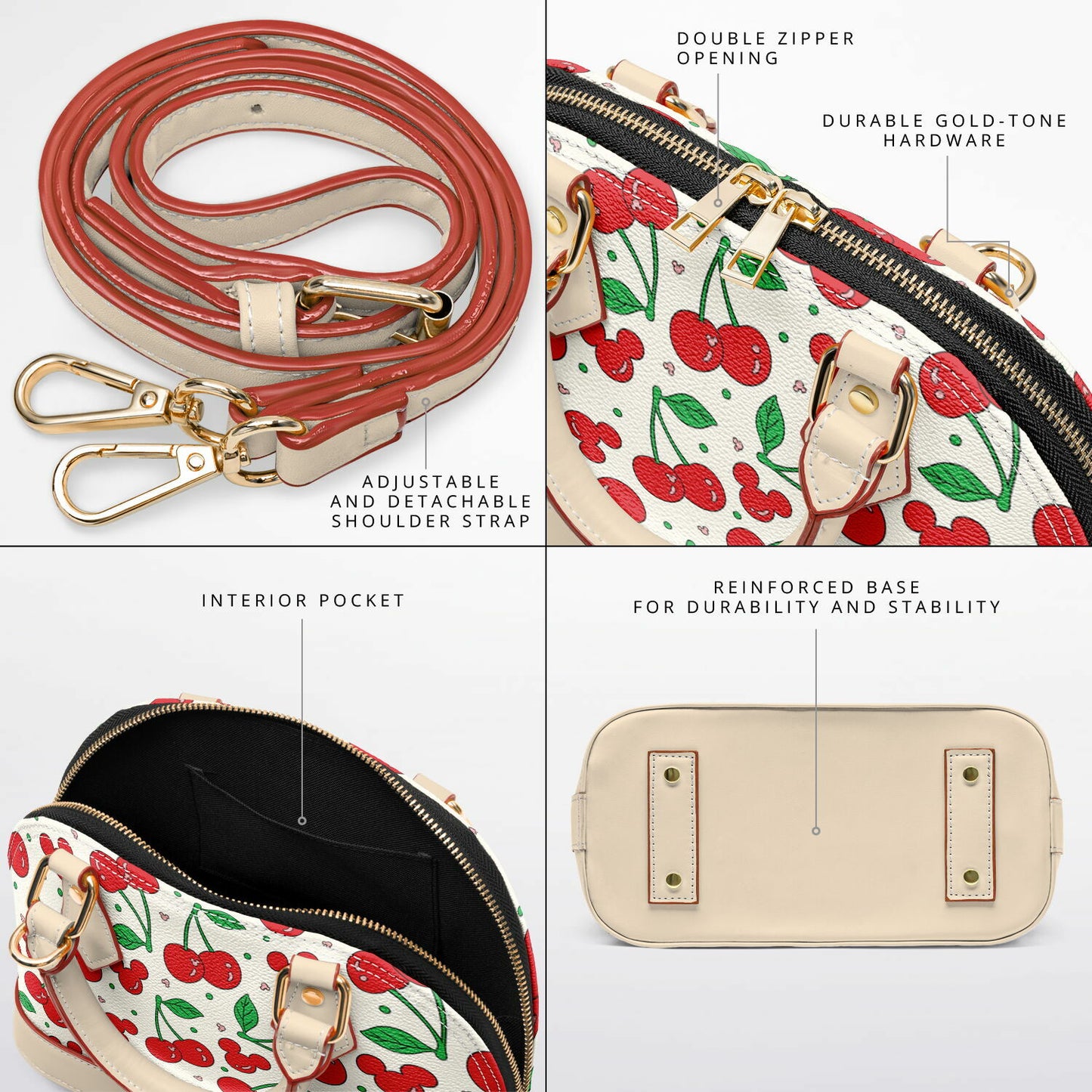 Cherry Collection Dome Satchel Handbag