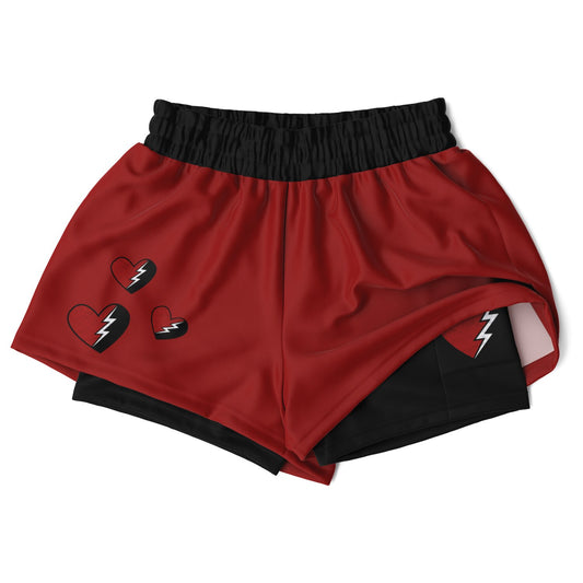 Red Double Layer Pocket Shorts