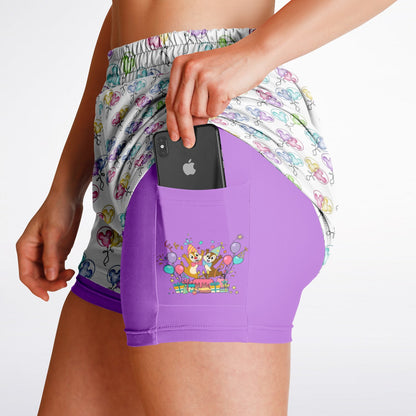 Birthday Balloons Double Layer Pocket Shorts