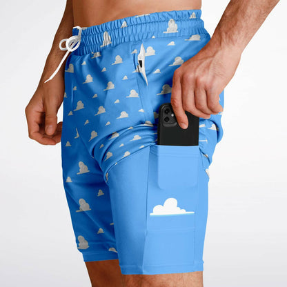 Toy Collection Cloud Wallpaper Men's Double Layer Pocket Shorts