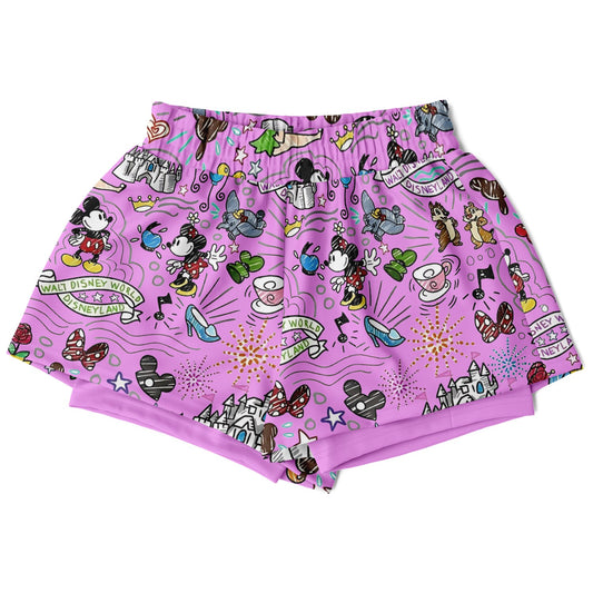 Hand Drawn Double Layer Pocket Shorts