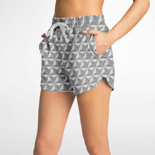 Grey Spaceship Earth Athletic Loose Shorts