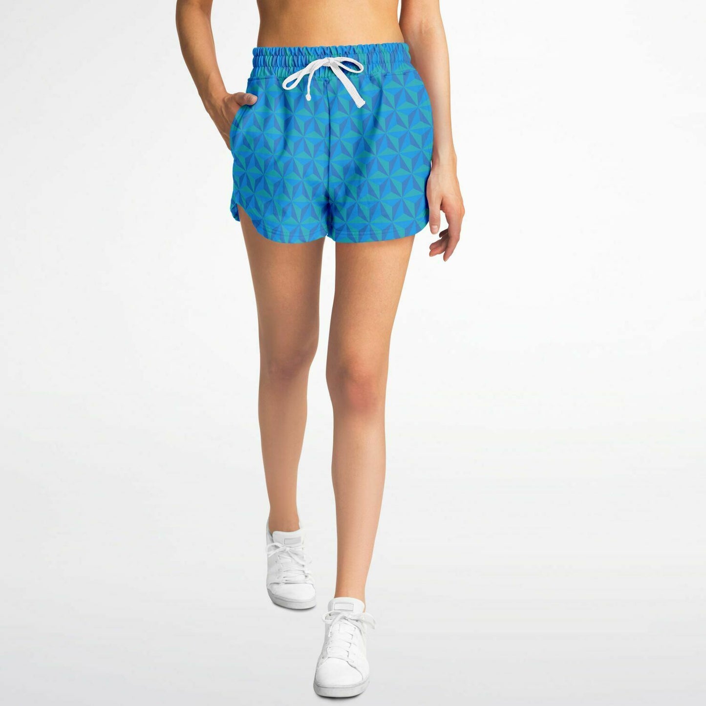 Blue Spaceship Earth Athletic Loose Shorts