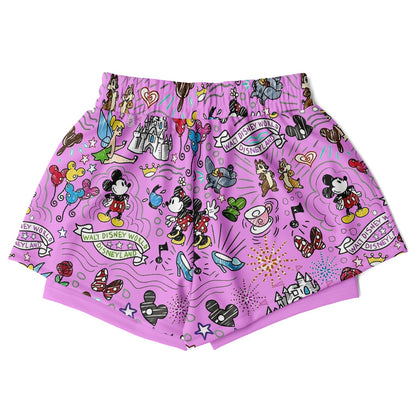 Hand Drawn Double Layer Pocket Shorts