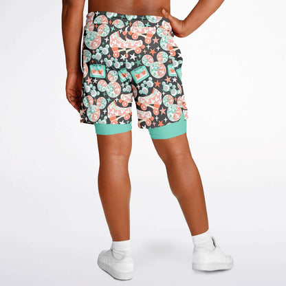 Disco Collection Dark Men's Double Layer Pocket Shorts