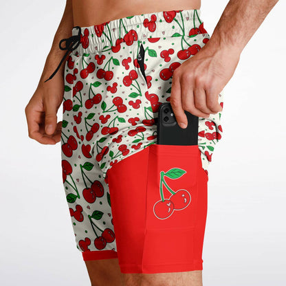 Cherry Collection Men's Double Layer Pocket Shorts