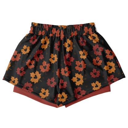 Leaf Collection Double Layer Pocket Shorts - Dark