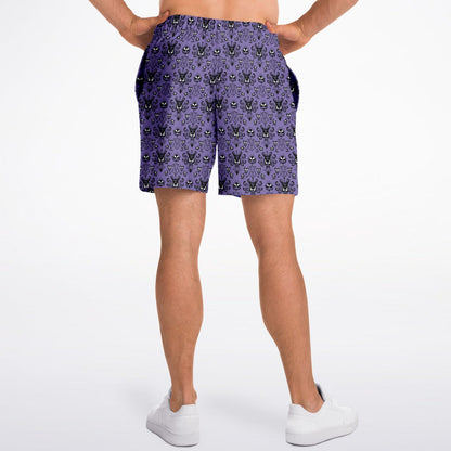 Men's Purple Haunted Mansion Wallpaper Cabana Shorts