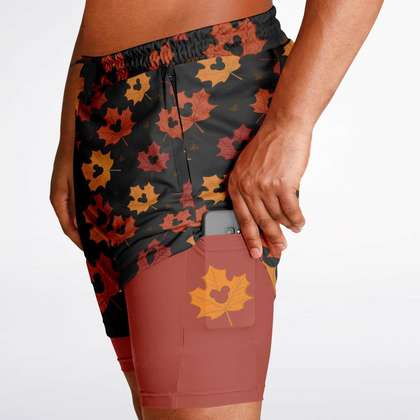 Leaf Collection Men's Double Layer Pocket Shorts - Dark