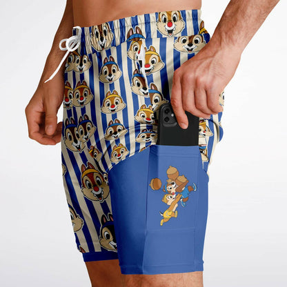 Running Chipmunk Men's Double Layer Pocket Shorts