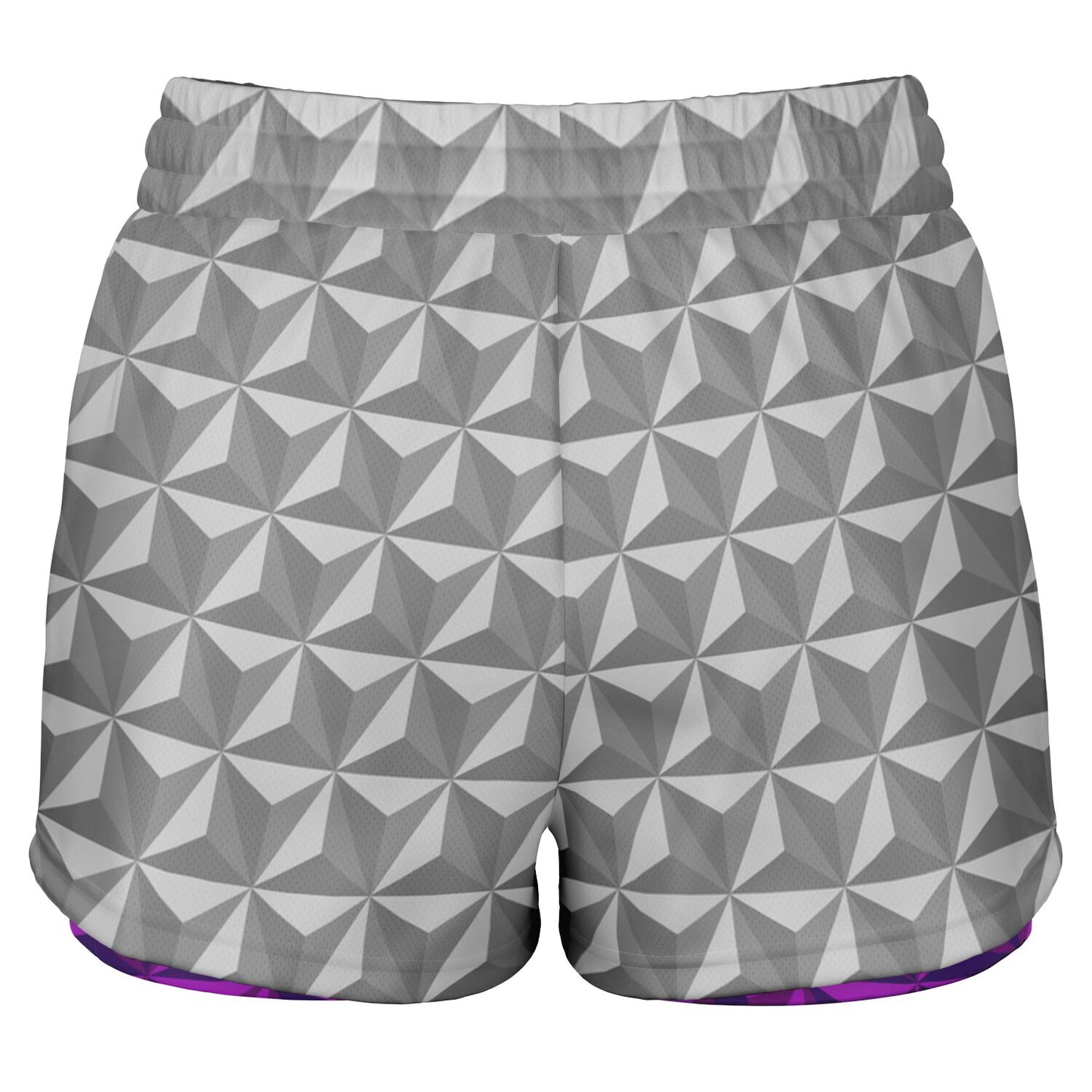 Spaceship Earth Double Layer Pocket Shorts - Grey & Pink