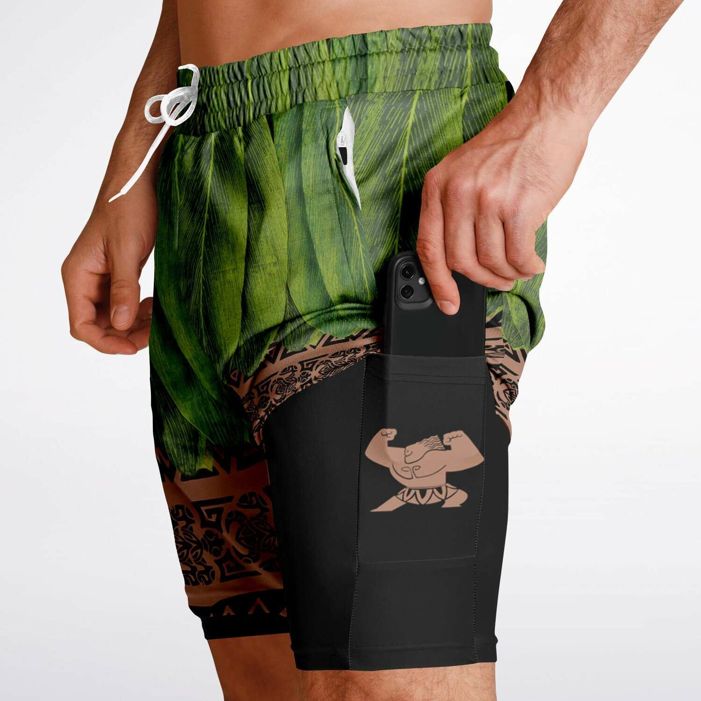 Hawaiian Tattoo Men's Double Layer Shorts