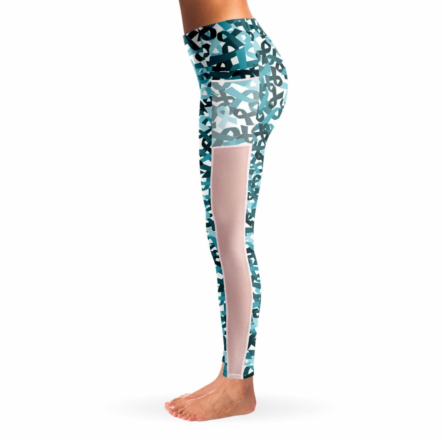 Teal Ribbon Mesh Pocket Legging