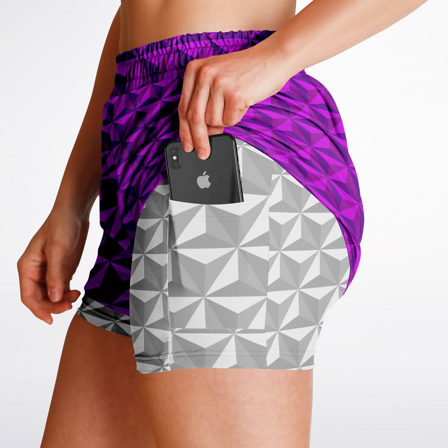 Spaceship Double Layer Shorts - Pink & Grey