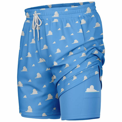 Toy Collection Cloud Wallpaper Men's Double Layer Pocket Shorts