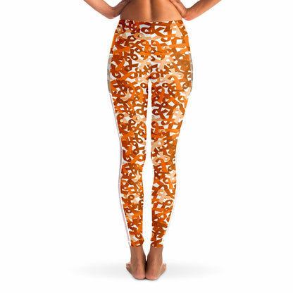 Orange Ribbon Mesh Pocket Legging