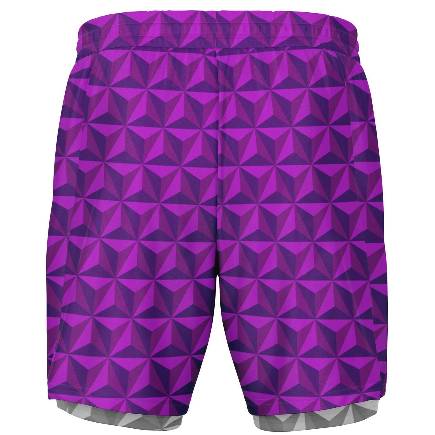 Pink & Grey Spaceship Men's Double Layer Pocket Shorts