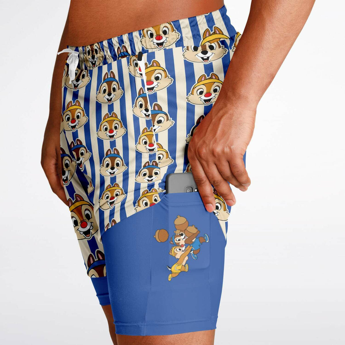 Running Chipmunk Men's Double Layer Pocket Shorts