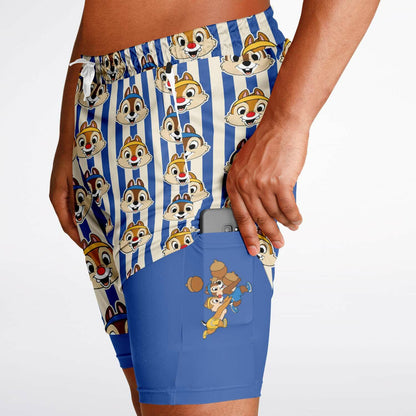 Running Chipmunk Men's Double Layer Pocket Shorts