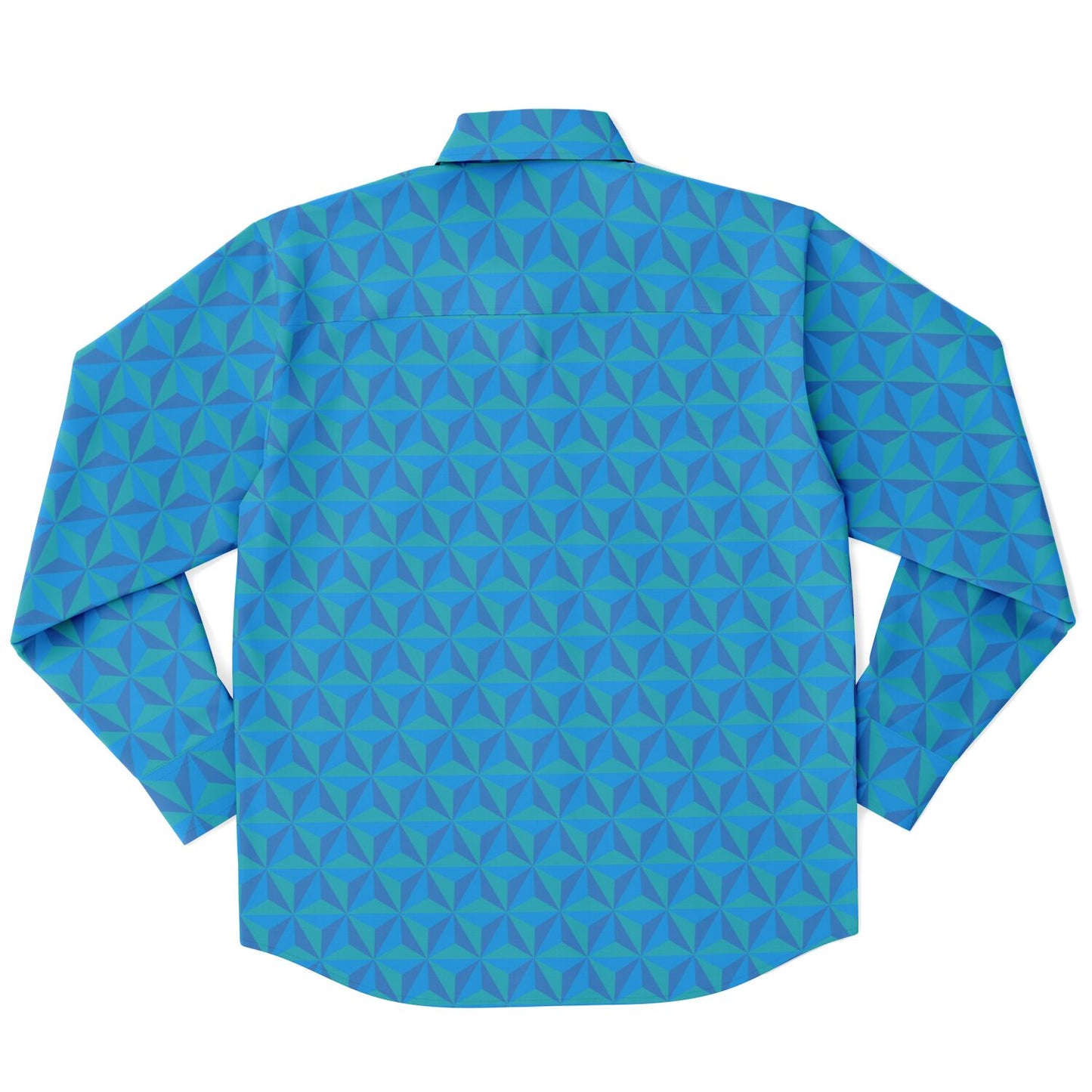 Spaceship Earth Long Sleeve Button Down Shirt - Blue