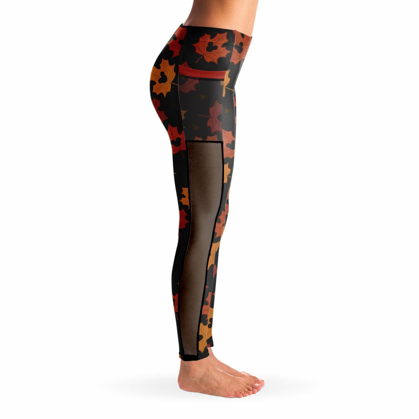 Leaf Collection Mesh Pocket Leggings