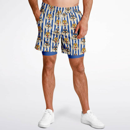 Running Chipmunk Men's Double Layer Pocket Shorts