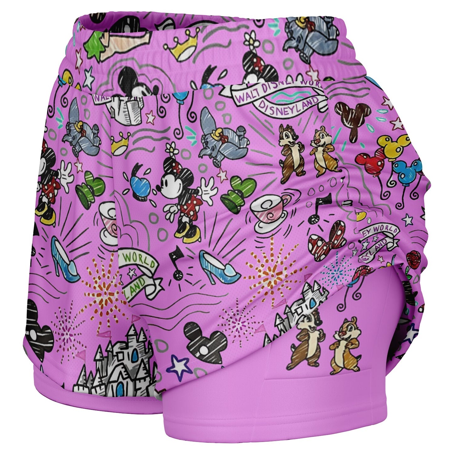 Hand Drawn Double Layer Pocket Shorts