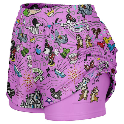 Hand Drawn Double Layer Pocket Shorts
