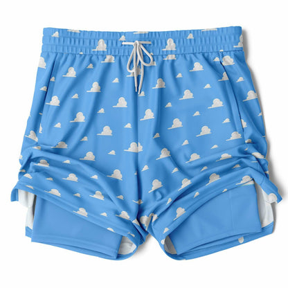 Toy Collection Cloud Wallpaper Men's Double Layer Pocket Shorts