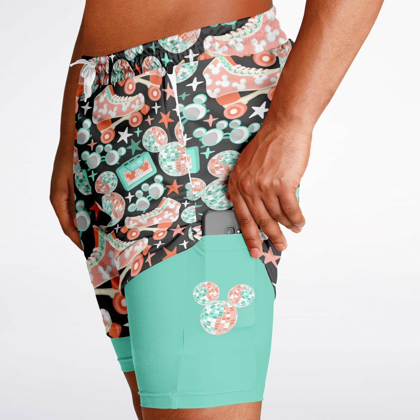 Disco Collection Dark Men's Double Layer Pocket Shorts