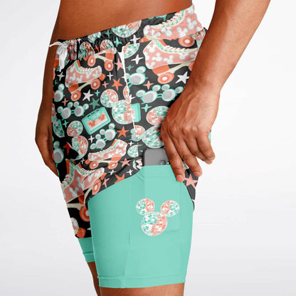 Disco Collection Dark Men's Double Layer Pocket Shorts
