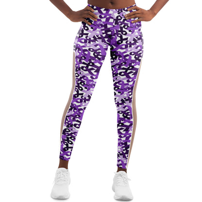 Purple Ribbon Mesh Pocket Leggings