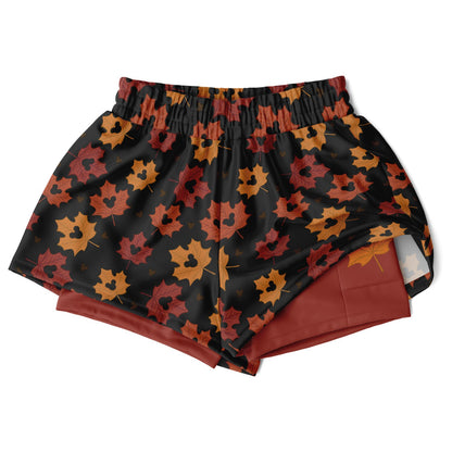 Leaf Collection Double Layer Pocket Shorts - Dark