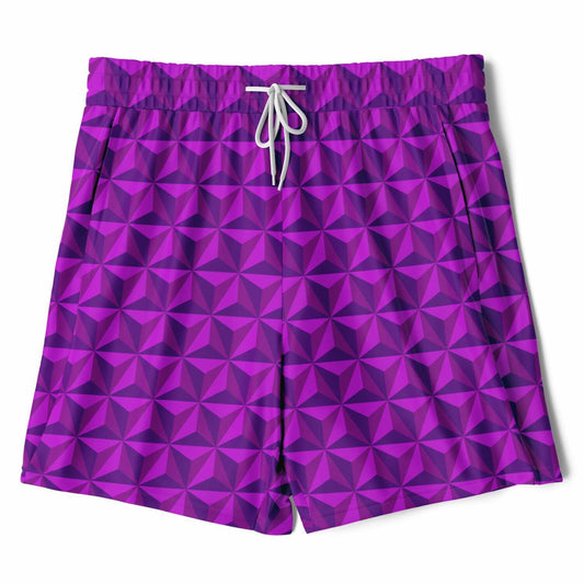 Pink & Blue Spaceship Men's Double Layer Pocket Shorts