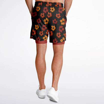 Leaf Collection Men's Double Layer Pocket Shorts - Dark