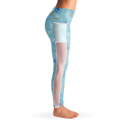 Blue Carousel Of Progress Mesh Leggings