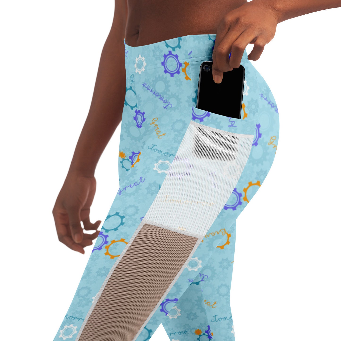 Blue Carousel Of Progress Mesh Leggings