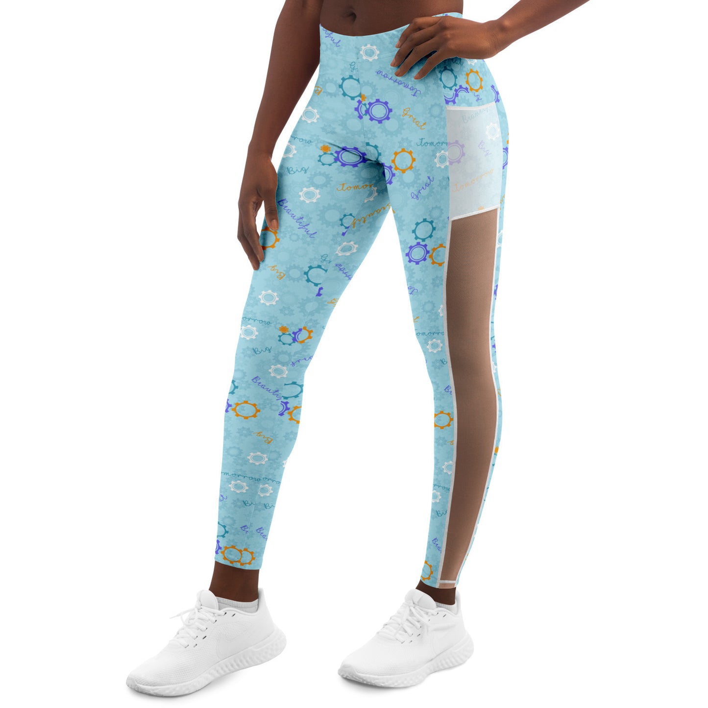 Blue Carousel Of Progress Mesh Leggings