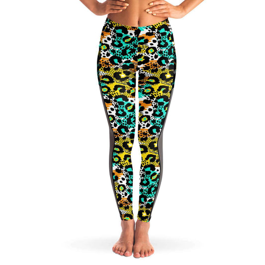 Leopard Print Mesh Pocket Leggings