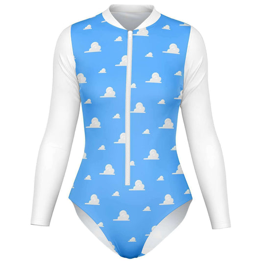 Clouds Long Sleeve Rashguard Bodysuit Swim